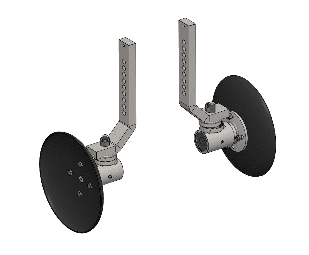 Pair of adjustable no-traction universal rounded tiller discs diameter 36cm.