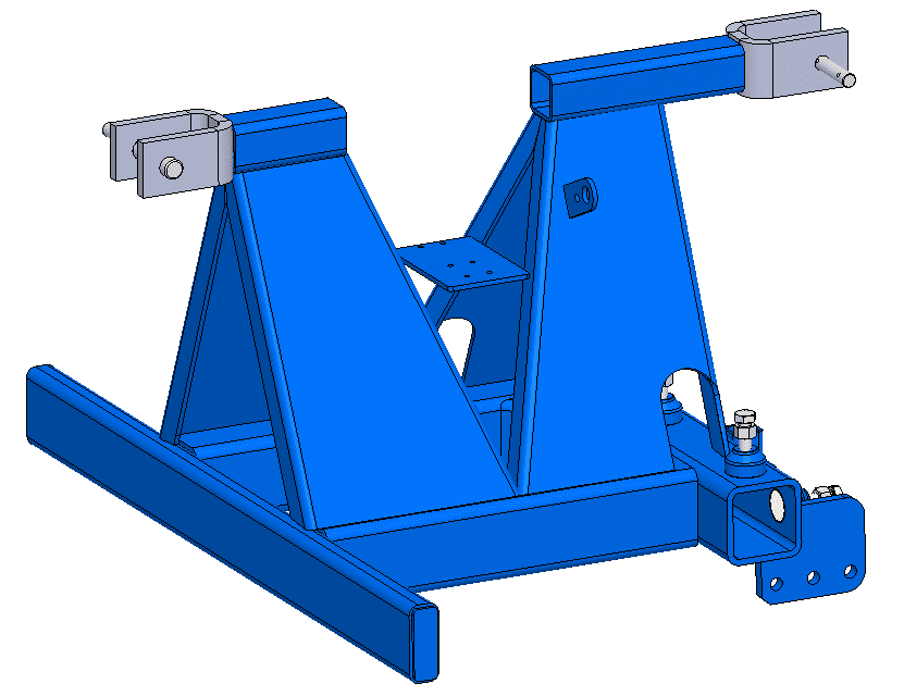 Frame with reversible 3-point hitch. Bindings with adjustable center distance 68-90cm by including oversized wheel to be used when the machine is pushed. Applicable only when ordering.