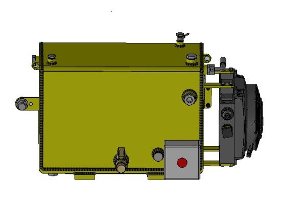Kit serbatoio per macchine versione H con olio, filtro, pompa singola, moltiplicatore, regolatrice di pressione e scambiatore di calore singolo con termostato.