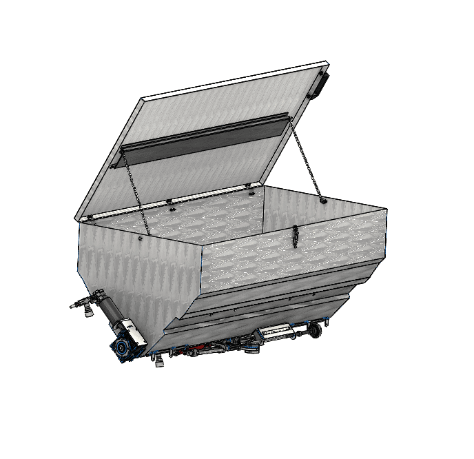 Stainless steel 18/10, 380-litre curved-tank 2-row fertiliser spreader. Applicable on Aerator MAXI only when ordering. Not applicable on aerator MAXI extendable code 1350.