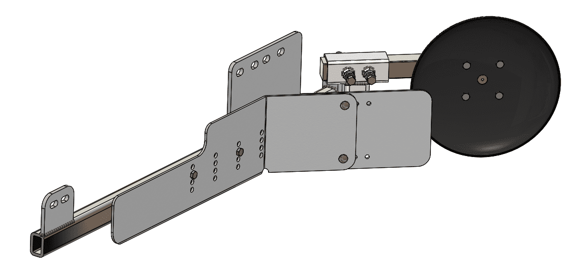 LH ground fender with adjustable delimiter disc. If applied on Single Front Ver. model 1S, 1 and Double Front Ver. 1S, 1, 2, it requires chassis change and adder cost. Cannot be used at the same time as the LH lifter plough kit code 0725.
