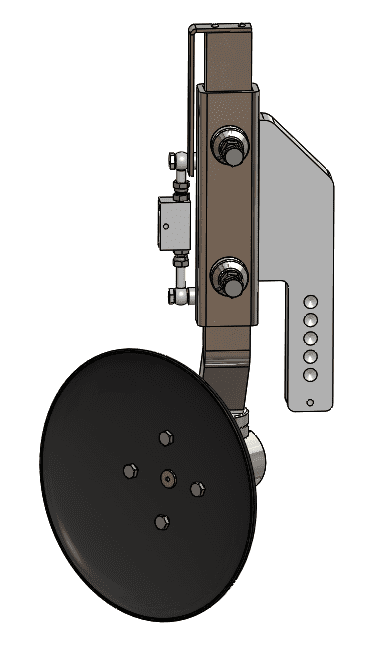 Disco apripista bombato orientabile SX diametro 36cm con regolazione idraulica ed innesti rapidi al trattore. Corsa 15cm.
